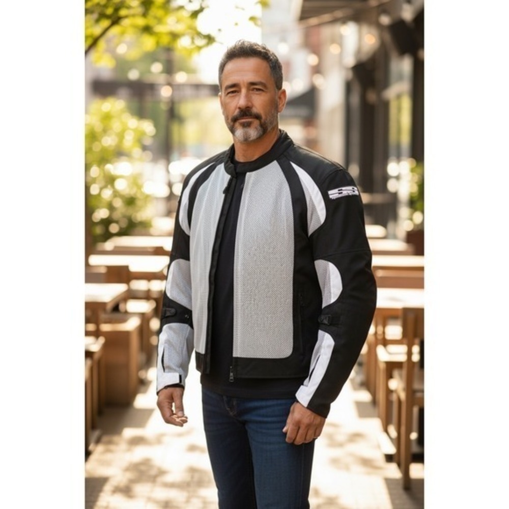 Speed and Strength Mesh Motorcycle Jacket Mens Large Black Silver With Liner